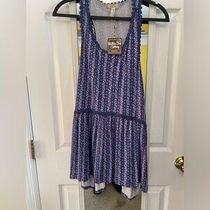 Blue Floral Sleeveless Top